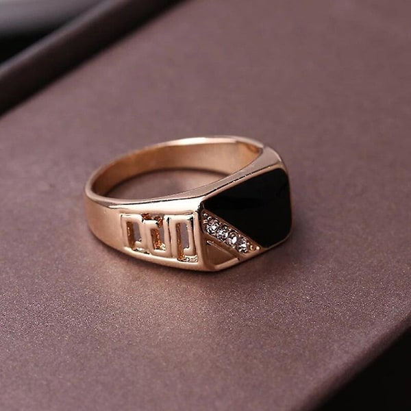 Modesmykker Klassisk guldfarvet strass vielsesring sort emaljering ringe til mænd kvinder julefest gaver guld Gold