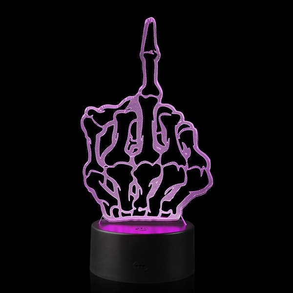 3D Illusion Midterste Finger Tommelfinger Op Nattlampe med 16