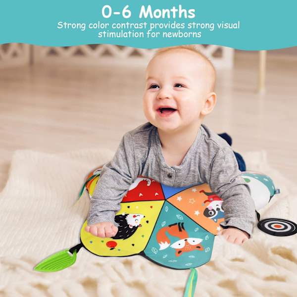 1 Tummy Time Pude, ammepude med tyggelegetøj og spejl-legetøj til sikker og sjov mavetid, styrker muskler, egnet til babyer Paint: