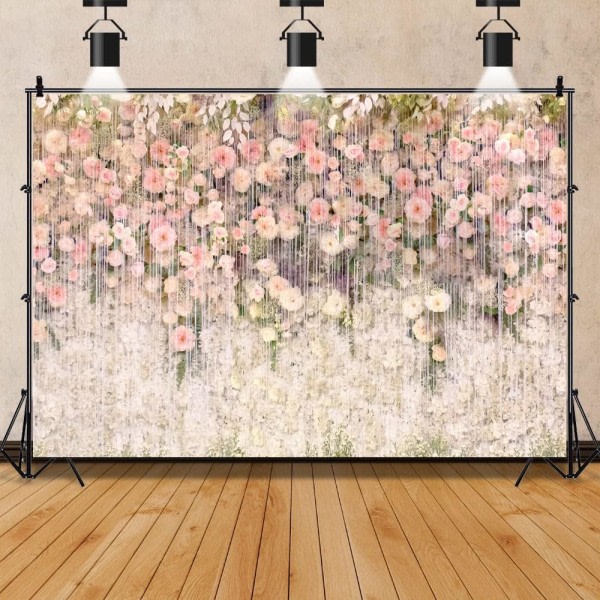 CQBB Vacker blomma vägg rosa blomma gräs bröllopsfest dekoration vinyl foto bakgrund tyg