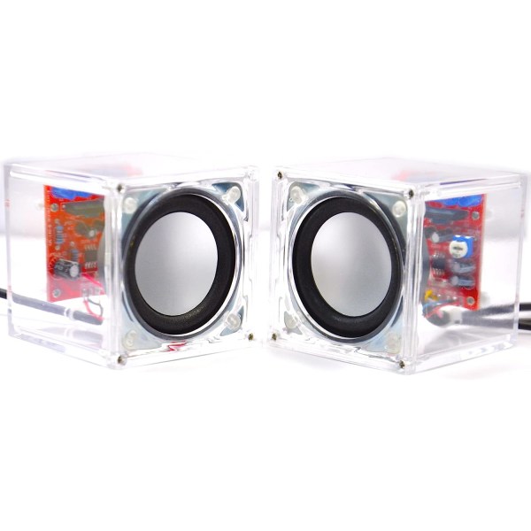 Mini Advanced Electronic Transparent Speaker Box DIY Kit Ljudförstärkare Music Audio 3Wx2 för Arduino Xmas Kids Presentförpackning EK1918U