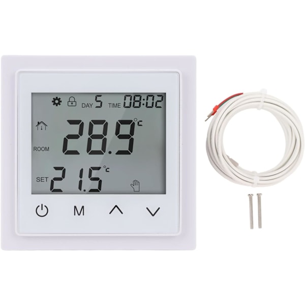 Hemmevarmesystem Termostat LED Touchscreen Termostat Gulvvarme Temperaturregulator Smart Elektrisk Gulvvarme Termostat AC85V2011250 V 16A (hvid) white
