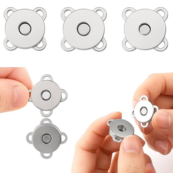 5 par magnetiska tryckknappar | Magnetlås | Magnetiska ersättningsknappar för kläder, väskor, etc. | Magnetlås | 1,8 CM | Silver