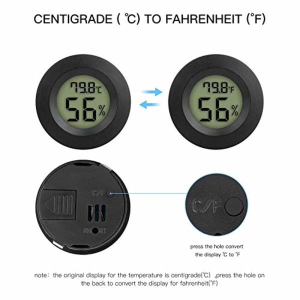 XJ 2-pack Mini Termometer Hygrometer Kylskåp Frys Elektronisk—max