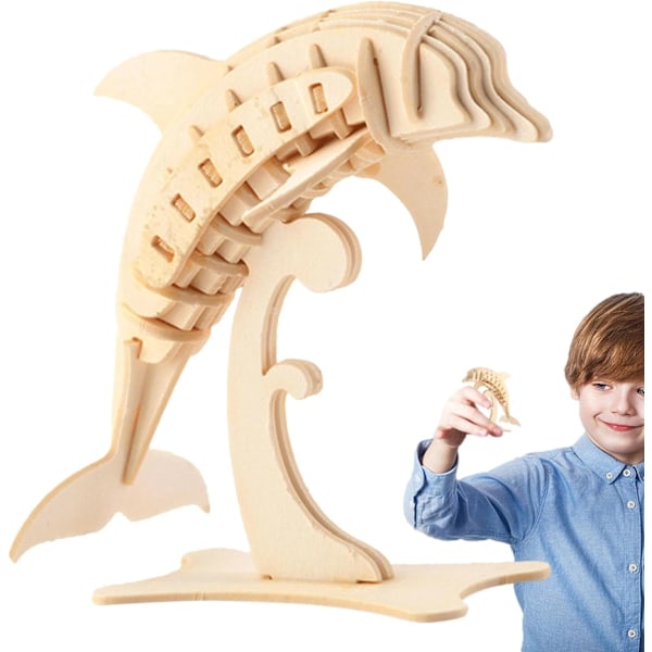 3D Dolphin Puzzle for Kids, Educational Paper Construction Sculpture Toy