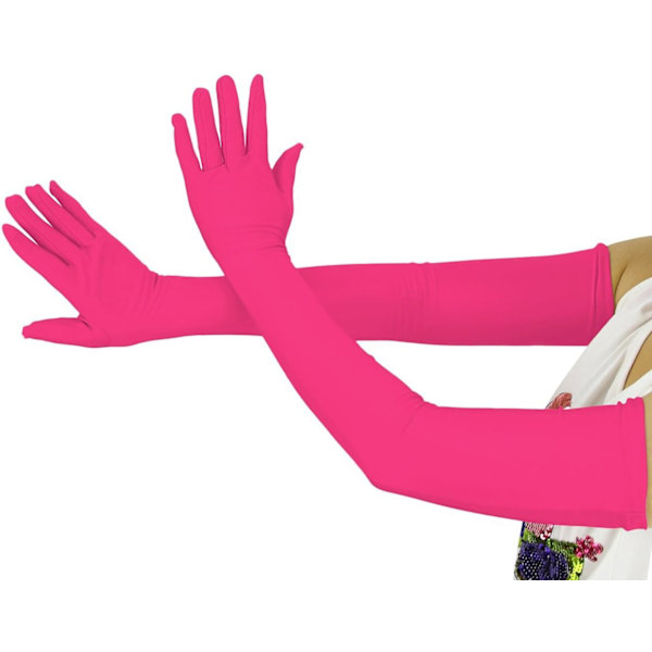 20,1 tum långa stretchspandexoperahandskar, över armbågen (svart) Fuchsia Large