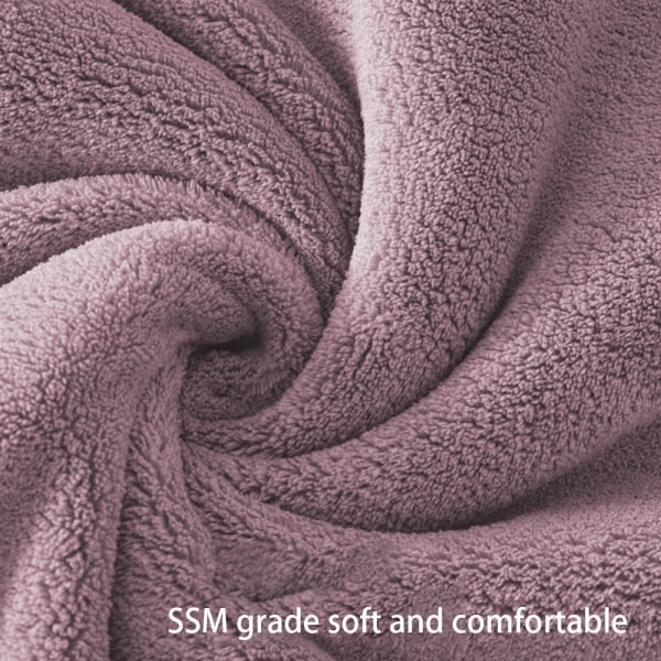 Hårhandduksinpackning i mikrofiber Absorberande, snabbtorkande hår turbanrosa + mörkgrå + lila