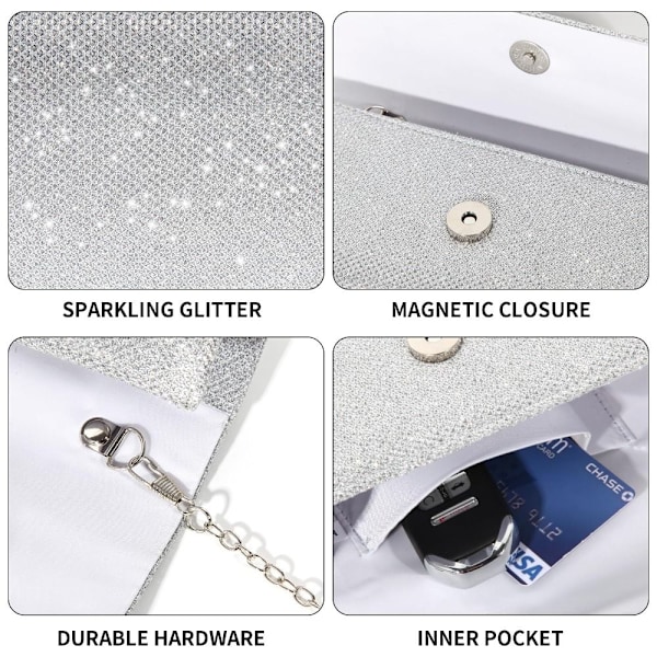 1 stk. Clutchtaske SØLV silver