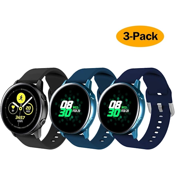 Silikonrem kompatibel med Samsung Galaxy Watch 3 41 mm Rem / Aktiv 40 mm Rem / Active 2 Rem / Galaxy Watch 42 mm Rem, Dam Herr Soft Silico