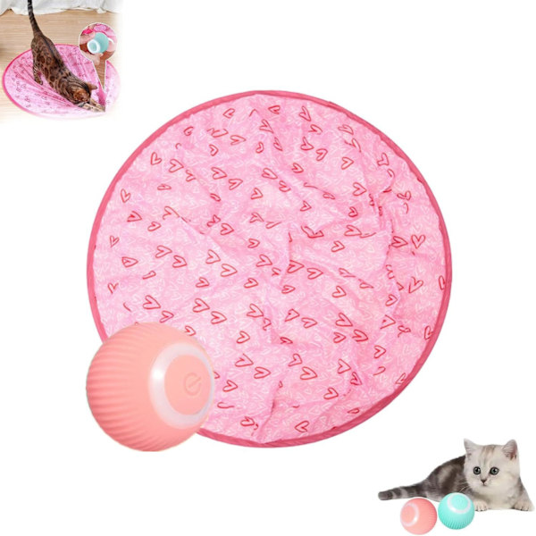 Intelligent elektrisk självrullande kattleksaksboll, automatisk 360 graders rullande boll, kattleksak elektrisk kattboll med LED-ljus-WELLNGS rosa set pink set