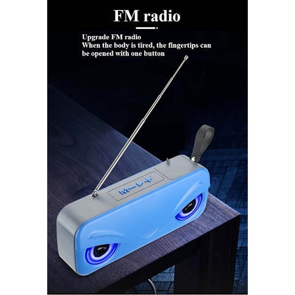 Bluetooth-högtalare Dual Speaker Lighting Portable Card Radio (svart),