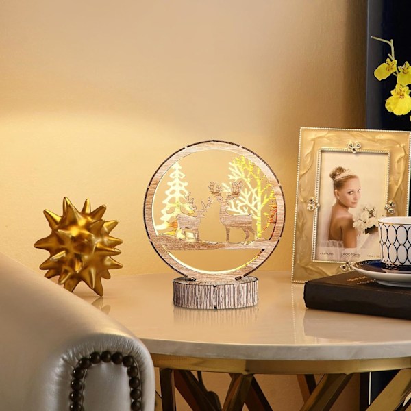 Jullampe | LED-lampe | Nattlampe | Bord | LED-julelampe | batteridrevet barnerom skrivebord kreativ LED-borddekorasjoner for gutter jenter soverom c