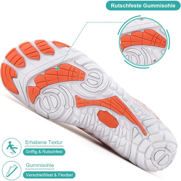 Unisex Barefoot Sko, Hurtigtørrende, Letvægts, Åndbar, Skridsikker, Bred Tådesign H02 orange 43 EU