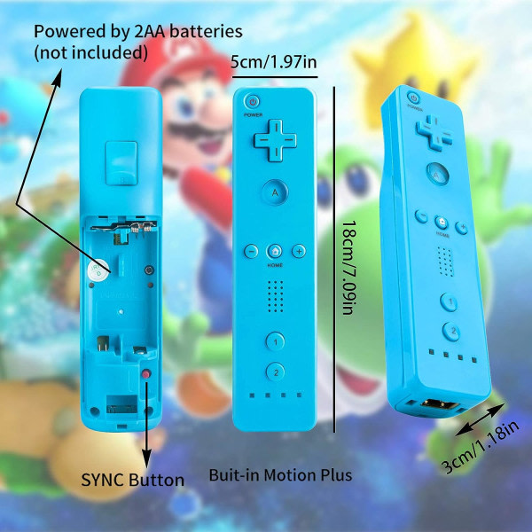 2 höger WII-kontroller Fjärrkontrollspel Wii-kontroller med S