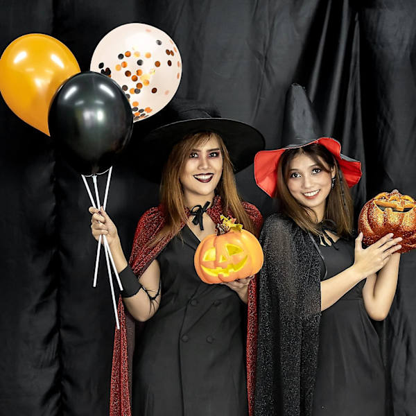 96 stk Halloween Konfetti Balloner - Sort Orange Helium Latex Dekoration