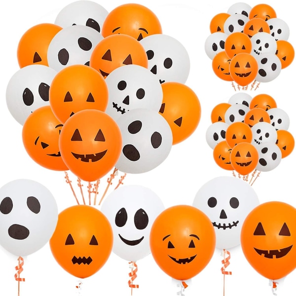 60 st Halloween pumpa & spök latex ballonger - Spöklika festdekorationer
