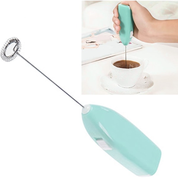 Elektrisk mjölkskummare, Batteridriven Visp för Kaffe Drycker (Blå) Blue