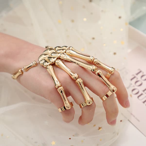 Steam Punk Armbånd Gotisk Hånd Dødningehoved Skelet Justerbart_max Silver