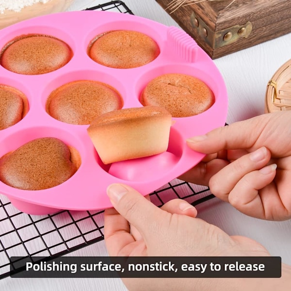 Silikon Airfryer Muffinform - 7 Hulrum Bageform, 1-Pak Pink Pink 1