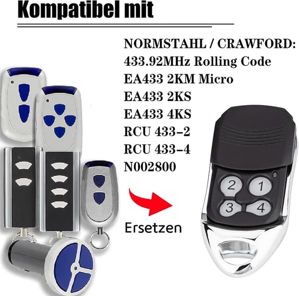 Crawford EA433 2KS/4KS Håndsender - 2-pak - 433,92MHz Scroll Code Fjernbetjening