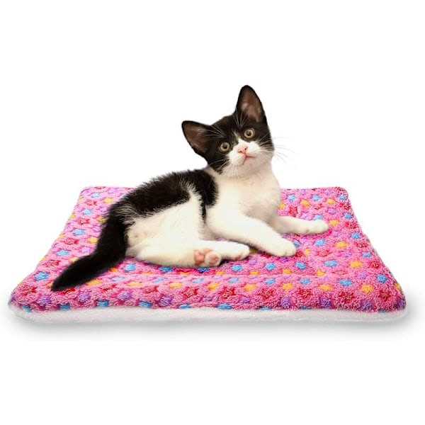Premium Fluffy Flannel Pude til kæledyr, blødt varmt tæppe til hunde, katte og små kæledyr, lyserøde stjerner