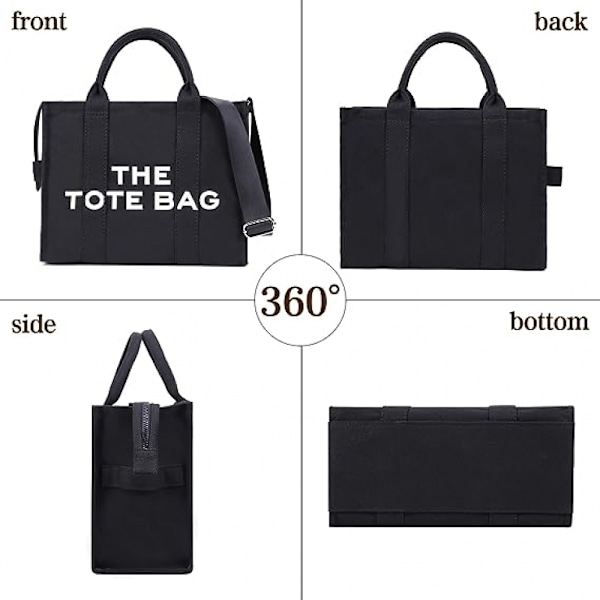 Canvas Tote Väskor för Kvinnor Handväska Tote Väska med Dragkedja Canvas Crossbody Väska för Kontor, Resor
