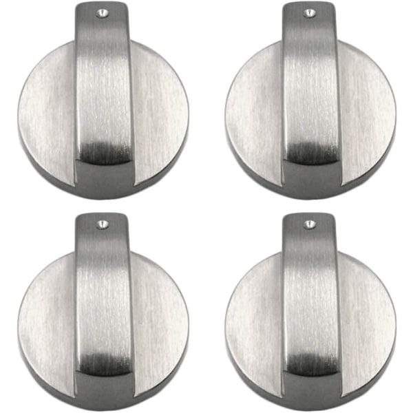 SQBB Gasspisknoppar, 4 delar, metall, 6 mm, silverfärgade, justeringsknappar för gasspis eller ugn