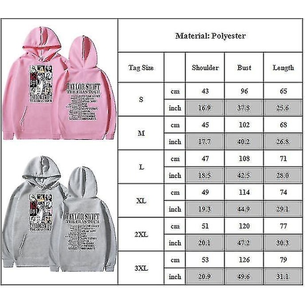 Unisex Taylor Swift The Eras Tour Hoodies Genser Pullover Topper Uformell Bluser Svart Black M