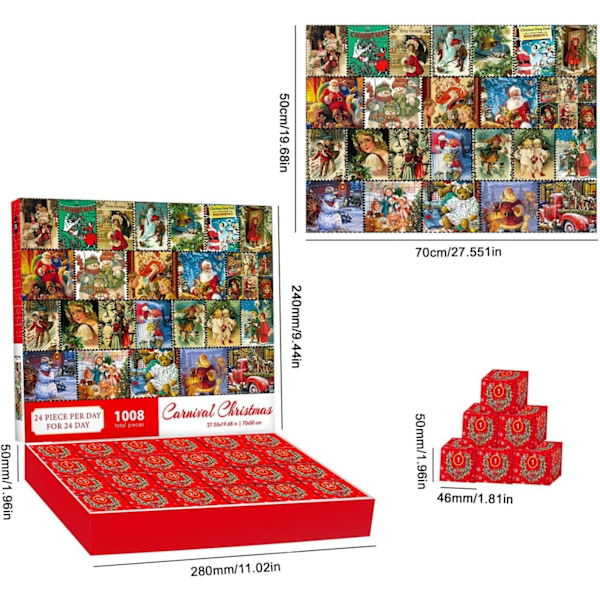 Puslespill Julekalender 2024, 1008 Brikker Juletellingspuslespill for Barn