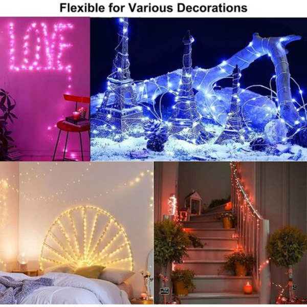 Färgade Fairy Lights, 10m 100 LED USB 16 Multicolor Changing Fairy Lights inomhus Silver Fairy Lights Fjärrkontroll för