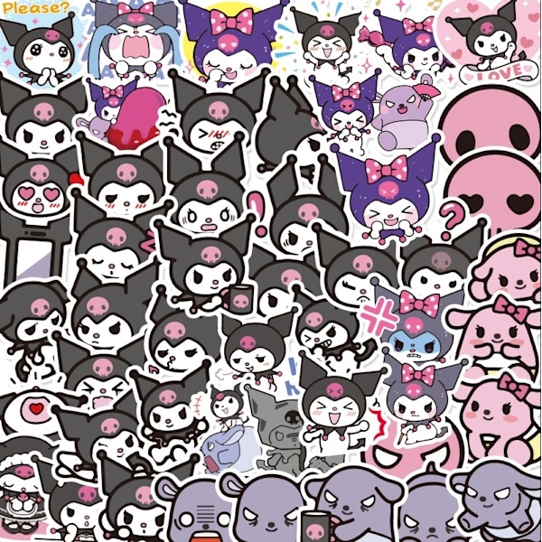 25 cm Anime d Toys Kawaii Kuromi Cinnamorol Plysch Mjuka gosedjur Docka Plyschkudde Barnleksaker Presenter 50PC Sticker