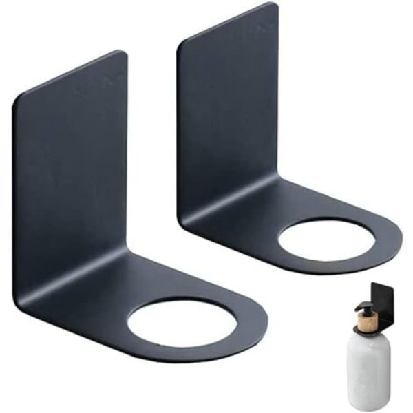 2 stk. krogholder til dispenser, vægmonteret sæbedispenserholder, sæbepumpeholder, shampoo-holder, shampoo-holder i sort rustfrit stål til køkken, badeværelse