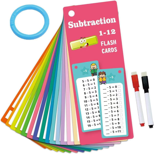 Multi Math Flash Cards | 15X Læringskort til Børn - Sjove Additions- og Subtraktionslege Subtraction A