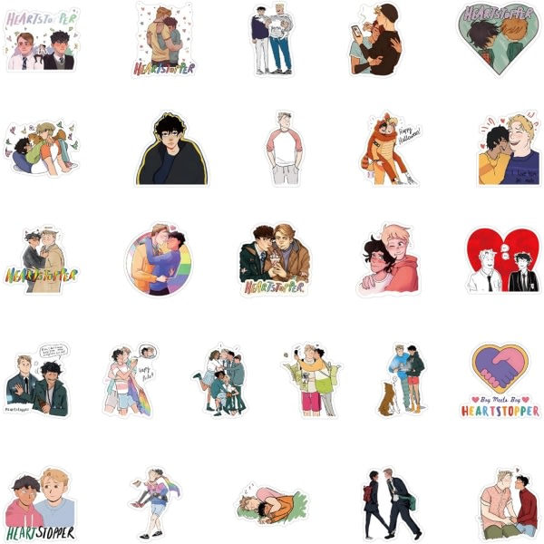 CQBB Heartstopper Anime Stickers 50st BL Anime Stickers Vattenflaska Vattentät Estetisk Vinyl Laptop Bagage Skateboard Stickers för tonåringar Vuxen