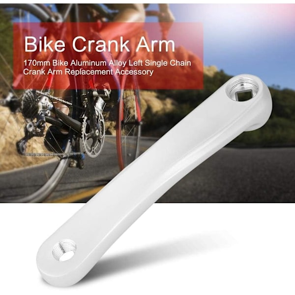 Cykelvev, Universal 170mm Aluminiumlegering Vänster Enkel kedja Vev Cykelbyte vev (Rhombiskt hål-Silver)