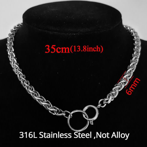 Punk Miami Cuban Chokers Krage Hip Hop Big Chunky Silver Färg Rostfritt stål Tjock kedja Cirkel Halsband Dam Hals Smycken XL287O4S40