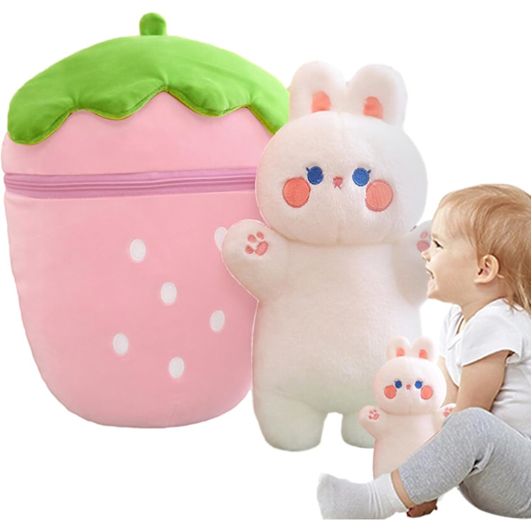 Kawaii mansikkapupu pehmo u2013 käännettävä porkkanatyyny, jänis, pehmolelu pojille ja tytöille Rosa kanin