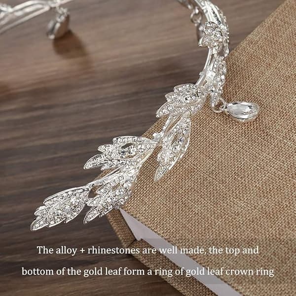 Rhinestone Crystal Tiara, Bryllups Tiara, Rhinestone Leaf Crown Cr