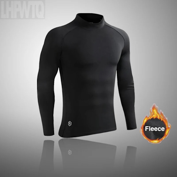 Sportunderkläder för män Fleece Thermal Compression Strumpbyxor Ski Bas Layer Träningsoverall Barn Vinter Thermal Underwear Running Set H only shirt L