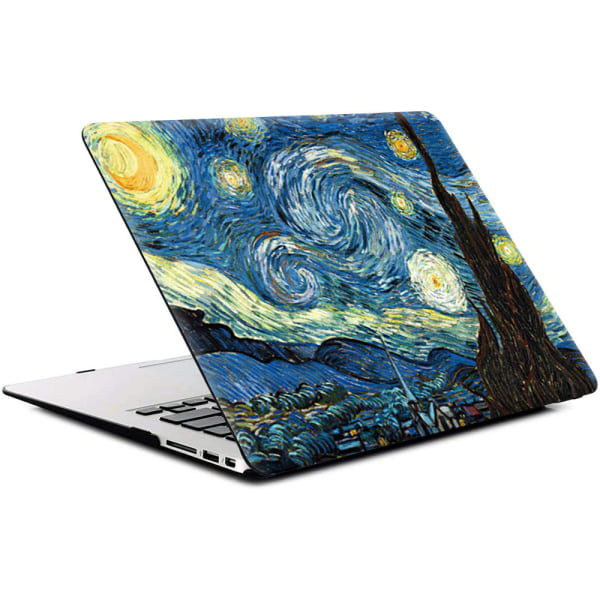 CQBB 11" case med mönstrad inbunden och klaviaturklistermärke Kompatibel med MacBook Air endast 11"-Van Gogh stjärnhimmel