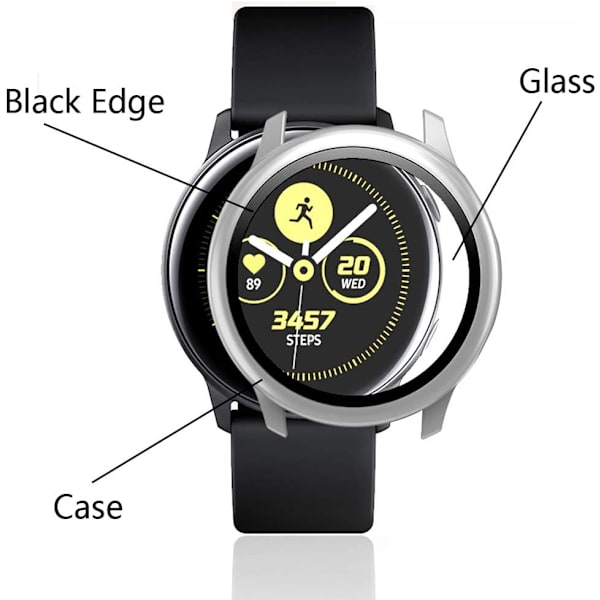 Galaxy Watch Active 2 -kotelo 44 mm: Sisältää integroidun karkaistun lasin suojan Silver for Active 2 44mm