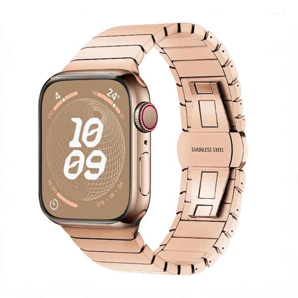 Metallinen ranneke Apple Watch 9 8 7 45mm 41mm Vaihtohihnaksi Ruostumattomasta Teräksestä iWatch 6 5 4 3 2 SE 44mm 40mm Ultra/2 49mm Rose Gold