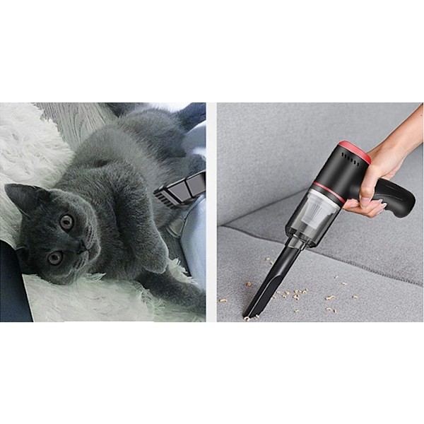 Bilstøvsuger Power trådløs opladning Mini Bærbar bilstøvsuger til hjemmet biler (Cool Black Trådløs opladning ~ Dobbelt brugsmodel til bil