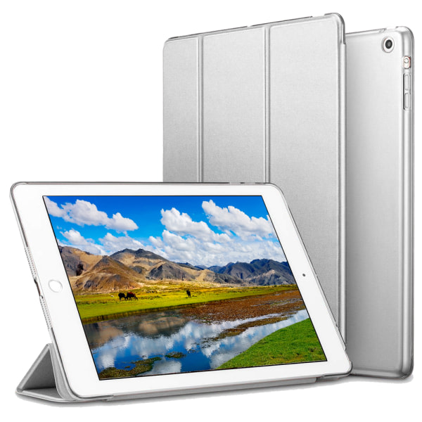 CQBB Smart case kompatibelt med iPad Air 2, genomskinligt magnetiskt case med matt baksida med Auto Sleep/Wake-silver