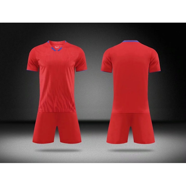 Fodboldtrøjesæt: Sports træningsdragt, drenge fodboldtrøje uniform, tilpasset voksen dragt, nummer, navn, logo, sponsor Rød 4XS Red 4XS