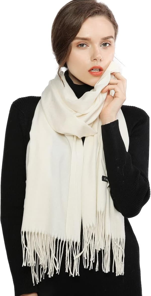 Dame Tørklæder Pashmina Sjaler og Slå-om til Bryllup Tørklæder til Kvinder Vinter_max Ivory