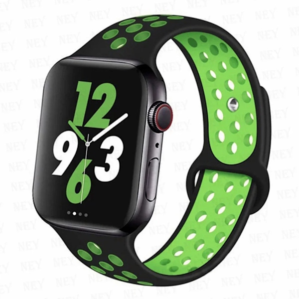 Sportrem för Apple Watch Band 45 mm 49 mm 44 mm 40 mm 41 mm 42 mm Silikonarmband correa iWatch Ultra 2 Series 9 8 SE 7 6 5 4 3 Svart grön 9 M-L