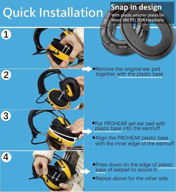 Gel-øreplugger (oppgradering) for 3M PELTOR-hodetelefoner_max
