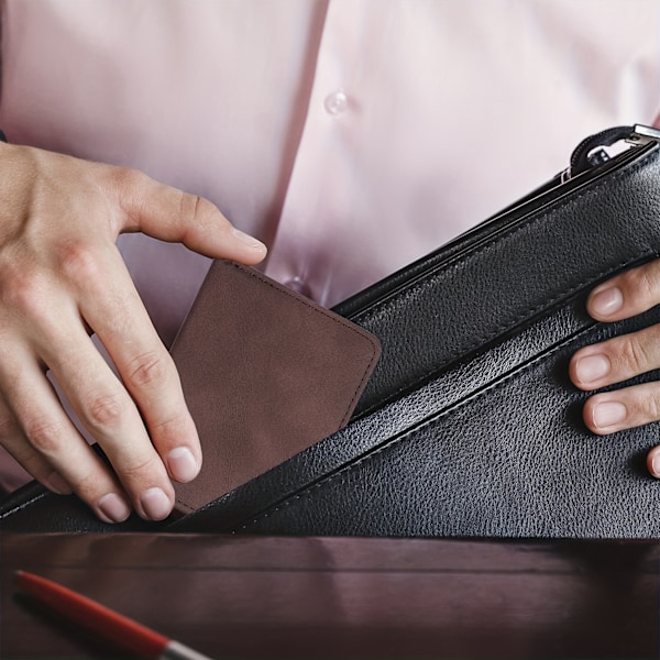 RFID-blockerande korthållare med ID-kortsfack, Bifold Läder Slim Plånbok Minimalistisk Cover Money Clip Mörkblå