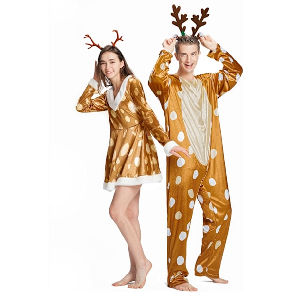 Vuxen renkostym julklänning outfit kvinnor män djurdräkt med horn pannband män hjort Män hjort XXL